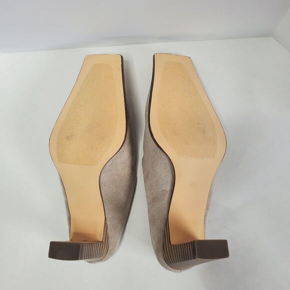 LULUS Mule Heels Zelah Camel Suede Square Toe Shoes Size 5.5 2.5" heel - Picture 6 of 11